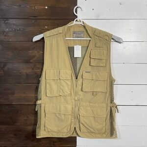 Weekender Traveler Vest Mens Medium Beige Safari Utility Pockets Hunting Fishing